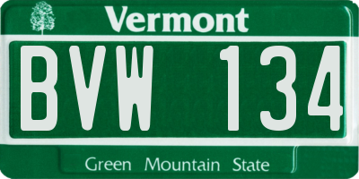 VT license plate BVW134