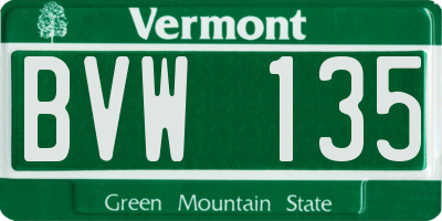VT license plate BVW135