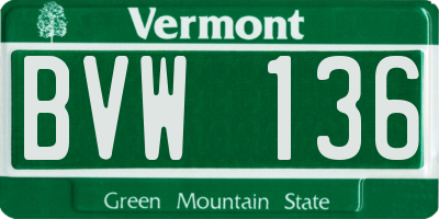 VT license plate BVW136