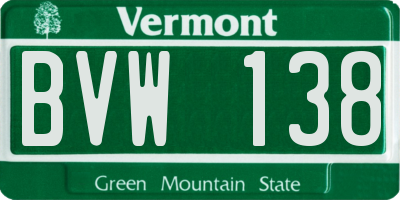 VT license plate BVW138
