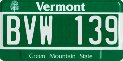 VT license plate BVW139