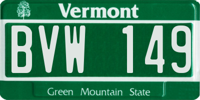 VT license plate BVW149