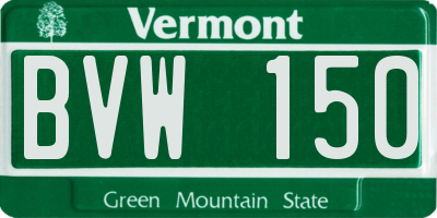 VT license plate BVW150