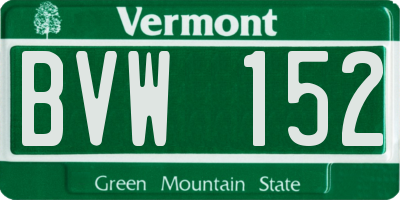 VT license plate BVW152