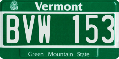 VT license plate BVW153