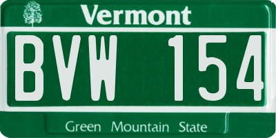 VT license plate BVW154