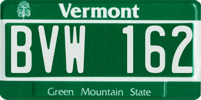 VT license plate BVW162
