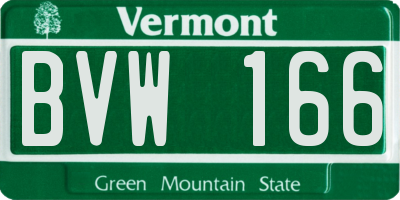 VT license plate BVW166