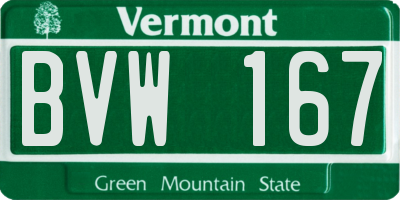 VT license plate BVW167