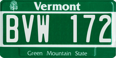 VT license plate BVW172