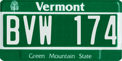 VT license plate BVW174