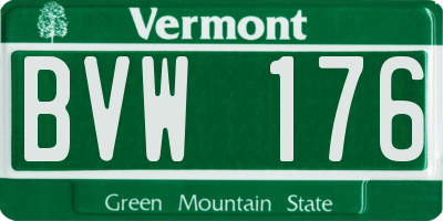 VT license plate BVW176