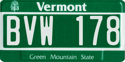 VT license plate BVW178