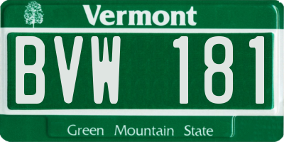 VT license plate BVW181
