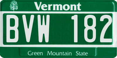 VT license plate BVW182