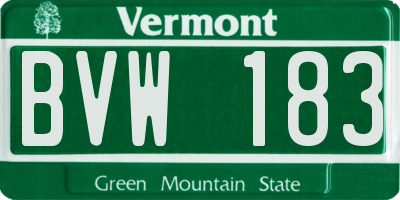 VT license plate BVW183