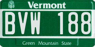 VT license plate BVW188