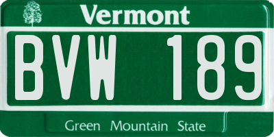 VT license plate BVW189