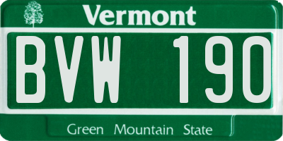 VT license plate BVW190