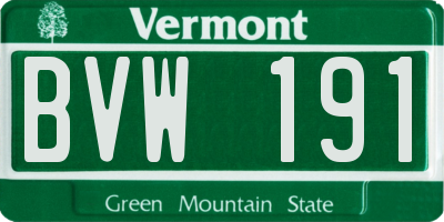 VT license plate BVW191