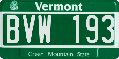 VT license plate BVW193