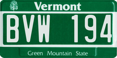 VT license plate BVW194