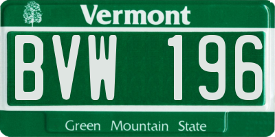 VT license plate BVW196
