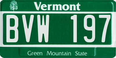 VT license plate BVW197