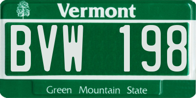VT license plate BVW198