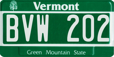 VT license plate BVW202