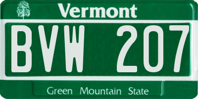 VT license plate BVW207