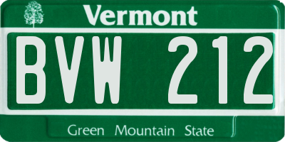 VT license plate BVW212