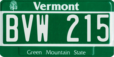 VT license plate BVW215