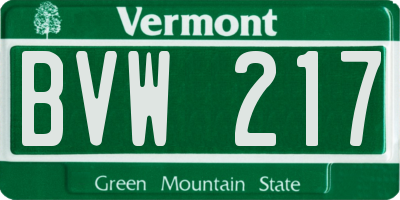 VT license plate BVW217