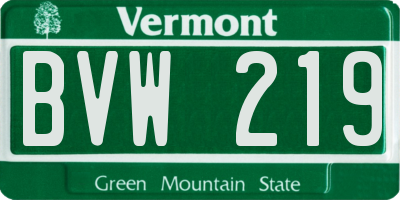VT license plate BVW219