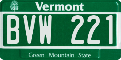 VT license plate BVW221