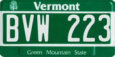 VT license plate BVW223