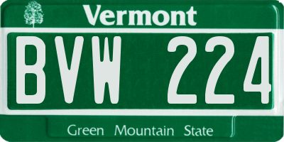 VT license plate BVW224