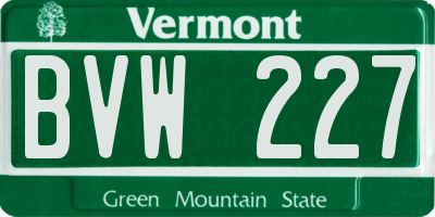 VT license plate BVW227