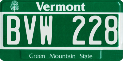 VT license plate BVW228