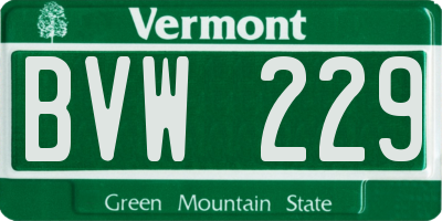 VT license plate BVW229