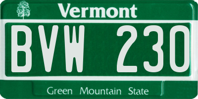 VT license plate BVW230