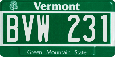 VT license plate BVW231