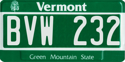 VT license plate BVW232