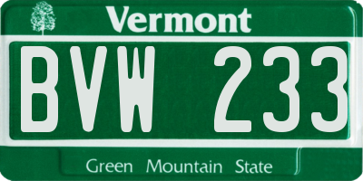 VT license plate BVW233