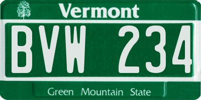 VT license plate BVW234