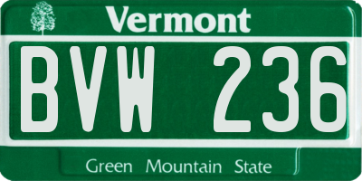 VT license plate BVW236
