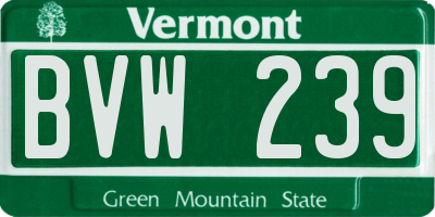 VT license plate BVW239