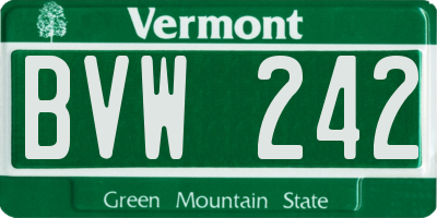 VT license plate BVW242