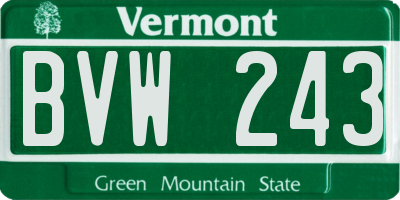 VT license plate BVW243